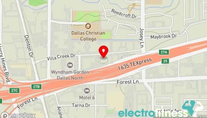 map of Five Diamond Fitness & Wellness Fitness center, Gym, Sports massage therapist, Weight loss service, Wellness center in Dallas