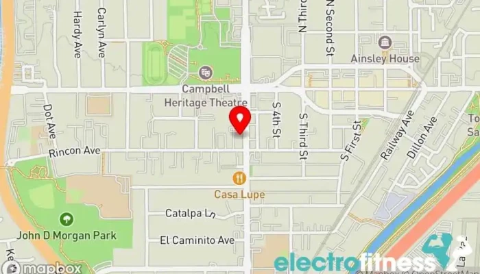 map of Flex Fusion Studios - Personal Training, Group Fitness Classes, and Nutrition Coaching in Campbell Fitness center, Gym, Personal trainer, Pilates studio, Yoga studio in Campbell