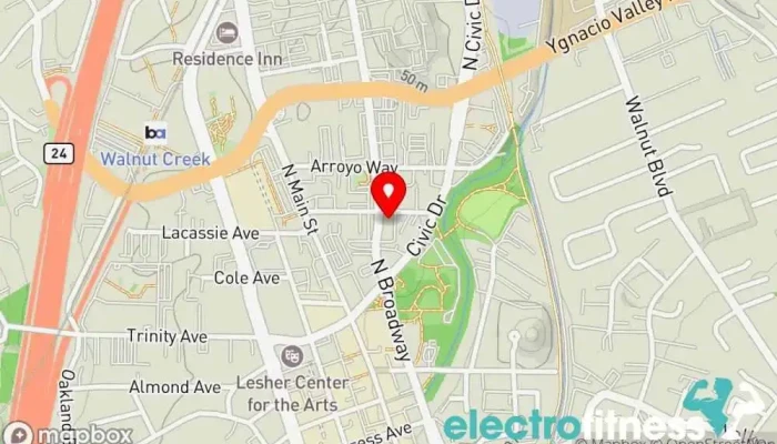 map of Framework Fitness Personal trainer, Gym in Walnut Creek