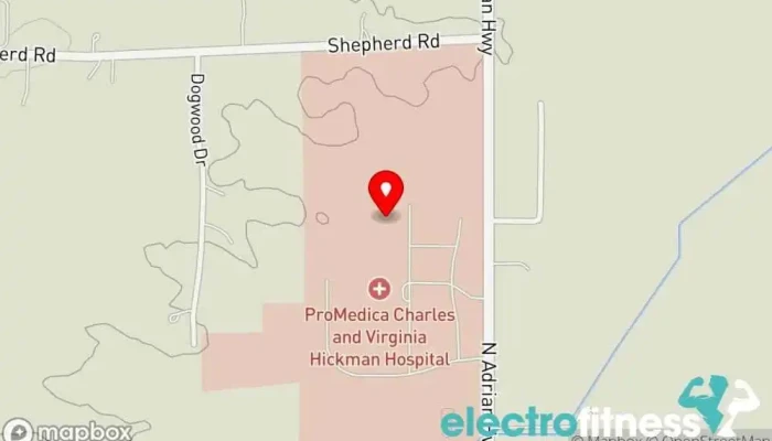 map of Frank and Shirley Dick Family YMCA Non-profit organization, Gym in Adrian