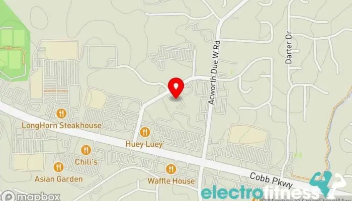 map of Georgia Fitness Acworth Fitness center, Aerobics instructor, Gym, Personal trainer, Physical fitness program, Sauna, Self defense school, Weight loss service, Women's personal trainer, Yoga studio in Acworth