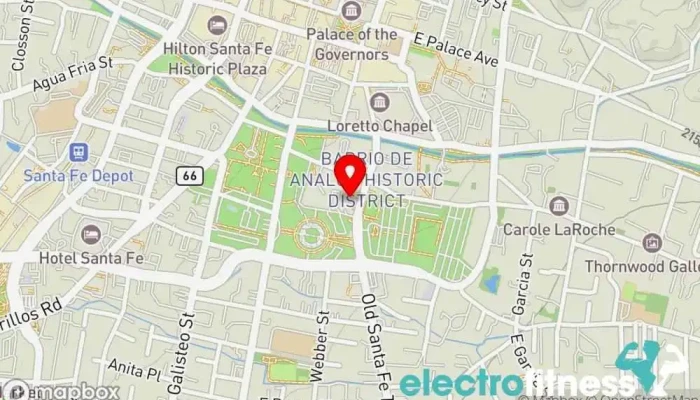 map of Glomedicine Yoga studio in Santa Fe
