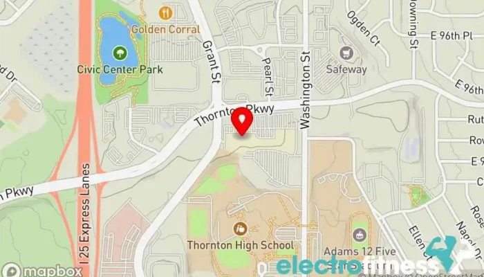 map of Gold's Gym Gym, Fitness center in Thornton