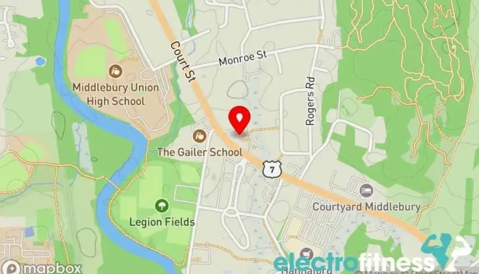 map of Green Mountain School of Yoga Yoga studio in Middlebury