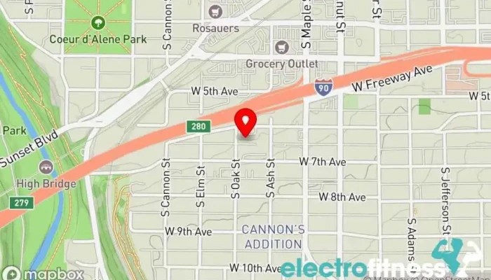 map of Harmony Yoga Yoga studio, Yoga instructor in Spokane