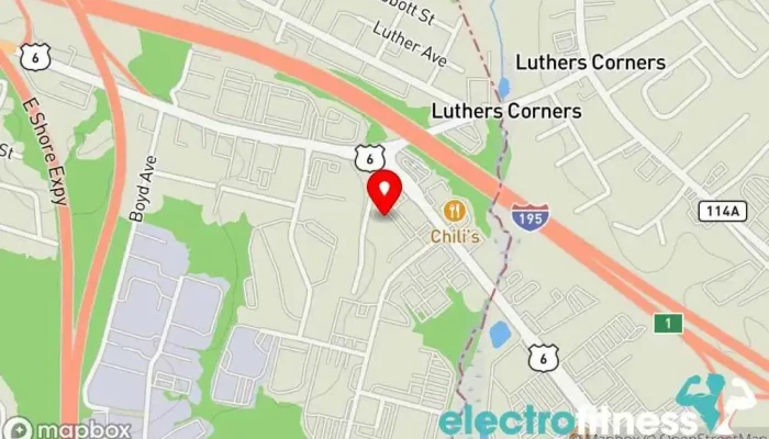 map of Healthtrax Fitness & Wellness Fitness center, Gym, Indoor cycling, Personal trainer, Physical fitness program, Pilates studio, Swimming pool, Yoga studio in East Providence