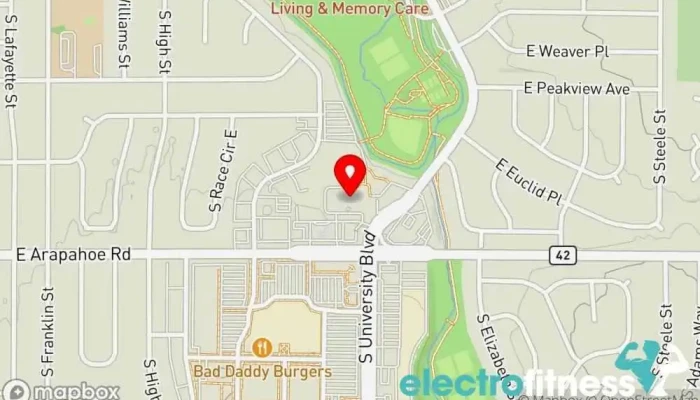 map of Healthy Mind and Body of the Rockies Yoga studio, Mental health service in Centennial