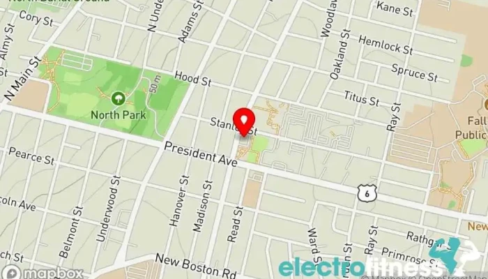 map of Highland Nutrition & Fitness Fitness center, Personal trainer, Weight loss service in Fall River