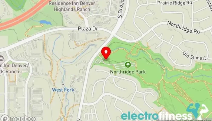 map of Highlands Ranch Community Association - Northridge Rec Center Recreation center, Gym, Indoor swimming pool, Outdoor swimming pool, Racquetball club, Tennis court in Highlands Ranch