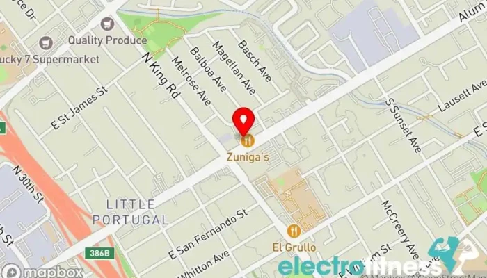 map of Hills Training Gym in San Jose
