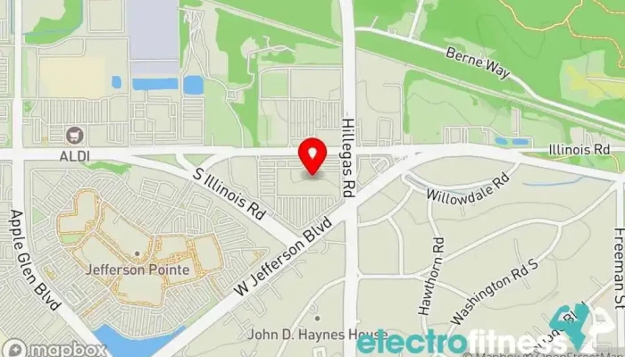 map of HOTWORX - Fort Wayne, IA - West Jefferson Yoga studio in Fort Wayne