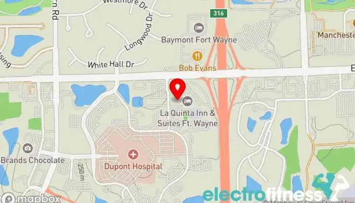 map of HOTWORX - Fort Wayne, IN - Dupont & I-69 Yoga studio, Fitness center, Gym, Indoor cycling, Pilates studio in Fort Wayne