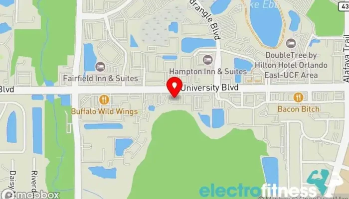 map of HOTWORX - Orlando, FL - University Blvd Fitness center, Gym, Indoor cycling, Pilates studio, Yoga studio in Orlando