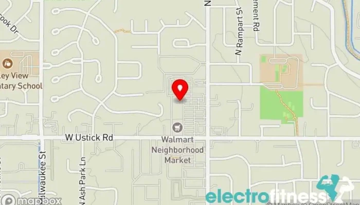 map of Idaho Fitness Factory Cole Gym, Aerobics instructor, Fitness center, Nutritionist, Personal trainer, Physical fitness program, Tanning salon, Weight loss service, Weightlifting area, Yoga instructor in Boise
