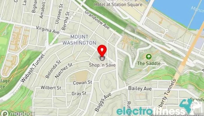 map of Incline Fitness Gym in Pittsburgh