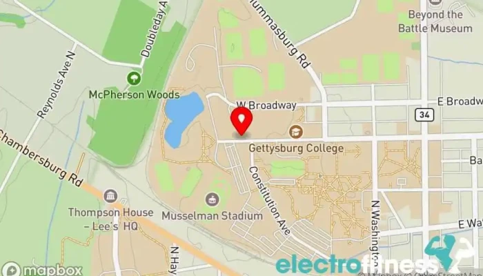 map of Jaeger Athletic Center Sports school, Recreation center in Gettysburg