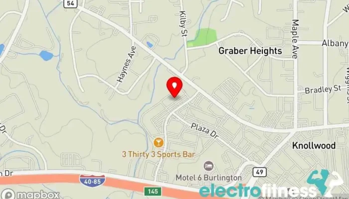 map of Knockout Fitness Boxing gym in Burlington