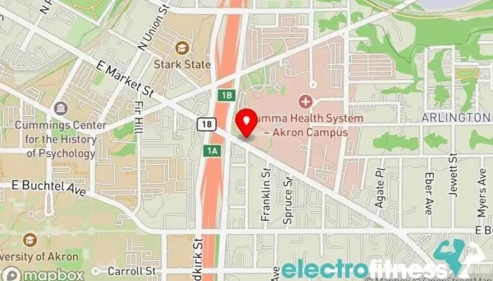 map of Kohl Family YMCA Recreation center, Social services organization in Akron