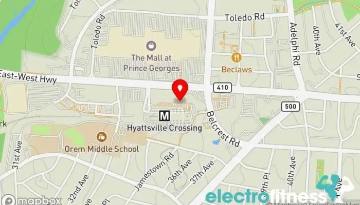 map of LA Fitness Gym in Hyattsville