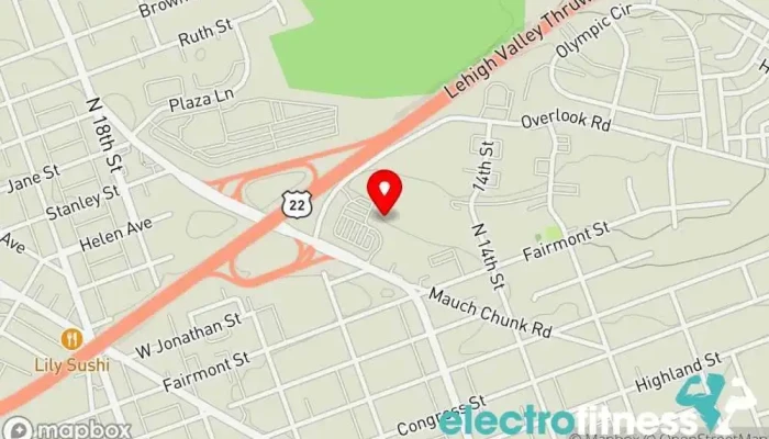 map of LA Fitness Gym in Allentown
