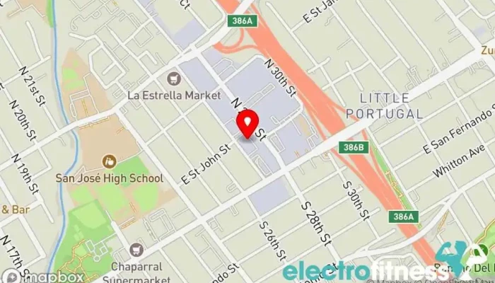 map of Latin Fitness Dance Studio Dance school in San Jose