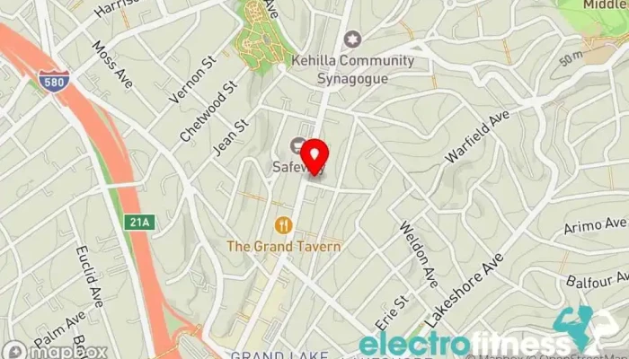 map of Left Coast Power Yoga Yoga studio in Oakland