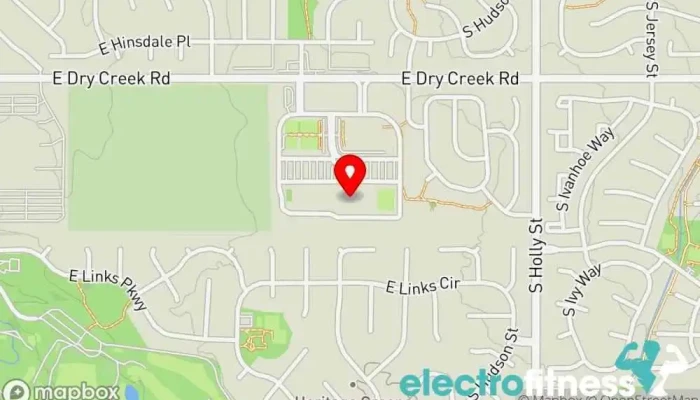 map of Life Time Gym, Fitness center, Indoor cycling, Personal trainer, Pickleball court, Pilates studio, Racquetball club, Rock climbing gym, Tennis court, Yoga studio in Centennial