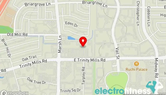 map of Life Time Gym, Basketball court, Fitness center, Indoor cycling, Indoor swimming pool, Personal trainer, Yoga studio in Dallas