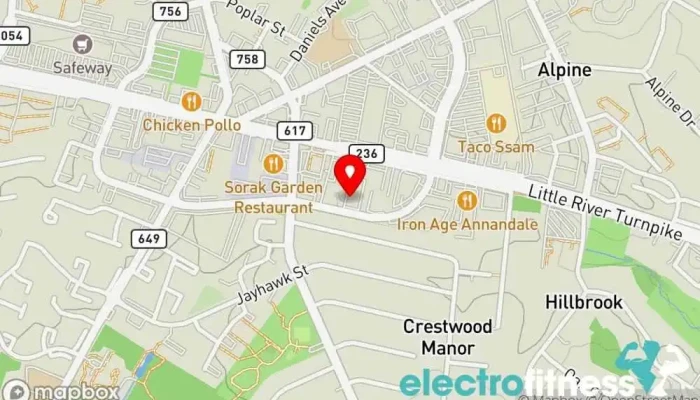 map of Lotus Thai Boxing Kickboxing school, Boxing club, Fitness center, Freestyle wrestling, Judo school, Martial arts club, Martial arts school, Physical fitness program in Annandale
