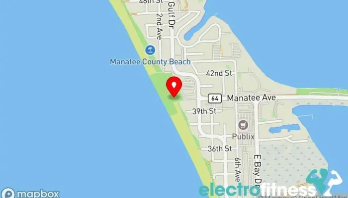 map of Manatee Public Beach Public beach, Tourist attraction in Holmes Beach