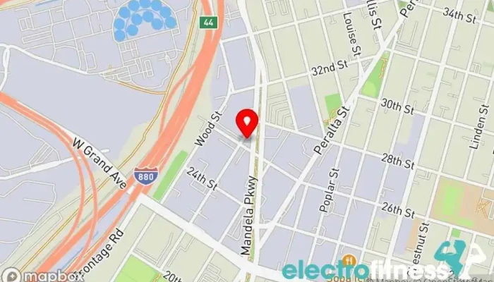 map of Max's Gym Gym, Personal trainer, Weightlifting area in Oakland
