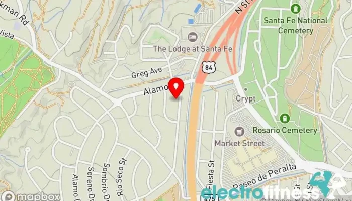 map of Meridian Systems Yoga Yoga studio in Santa Fe