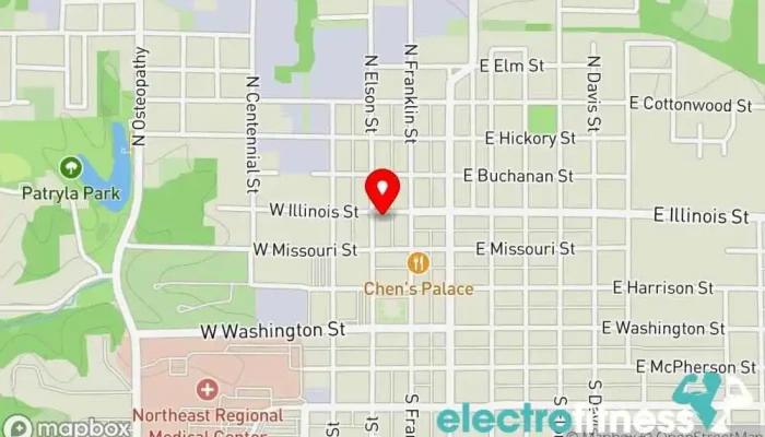 map of Mystic Meadows Yoga Yoga studio, Yoga instructor in Kirksville