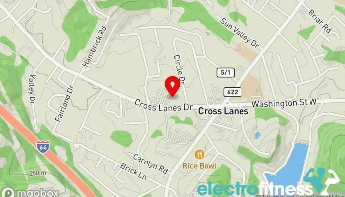 map of Nautilus Fitness Center Cross Lanes Gym, Aerobics instructor, Fitness center, Personal trainer, Physical fitness program, Pilates studio, Weight loss service, Yoga studio in Charleston