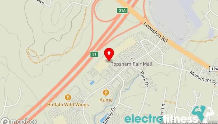 map of New England Fitness Gym, Occupational therapist, Physical therapist, Weight loss service, Wellness program in Topsham