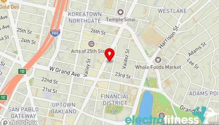 map of Oakland YMCA Gym, After school program, Children's camp, Fitness center, Indoor swimming pool, Non-profit organization, Recreation center, Wellness center, Youth center, Youth organization in Oakland