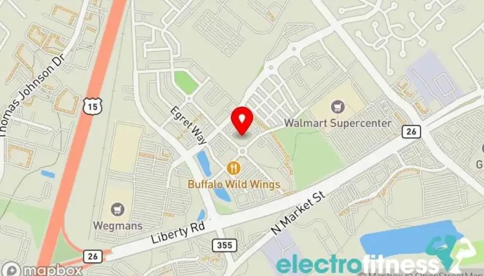 map of Onelife Fitness - North Frederick Gym, Basketball court, Personal trainer, Pilates studio, Racquetball club, Squash court, Swimming pool, Tennis court, Volleyball court in Frederick