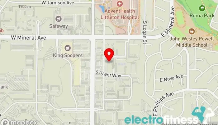map of Path Movement Physical fitness program, Gym, Training centre in Littleton