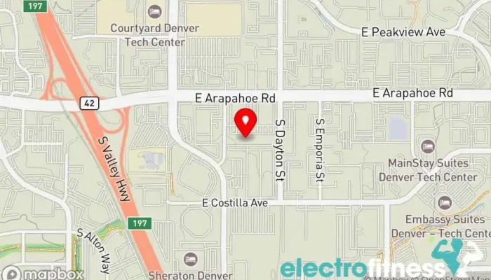 map of Peak Kickboxing GWV/DTC Boxing gym, Fitness center, Gym, Kickboxing school, Muay Thai boxing gym, Personal trainer, Physical fitness program, Weight loss service in Greenwood Village