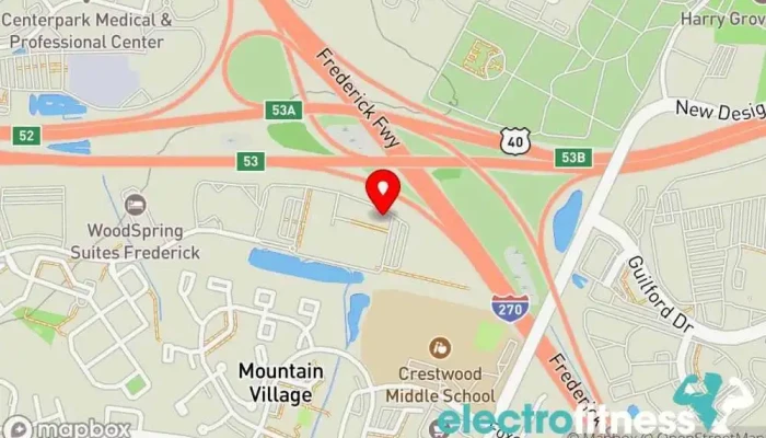 map of Peak Performance and Fitness Center Gym, Fitness center in Frederick