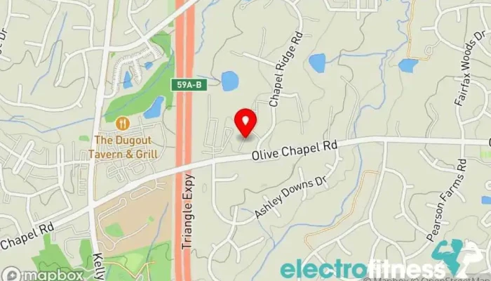 map of Pilates En Pointe Pilates studio in Apex