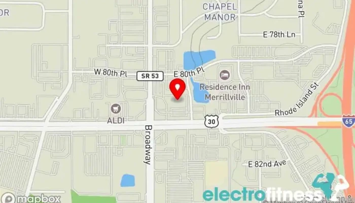 map of Planet Fitness Gym, Fitness center, Spa, Tanning salon in Merrillville