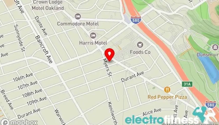 map of Planet Fitness Gym, Fitness center, Spa, Tanning salon in Oakland