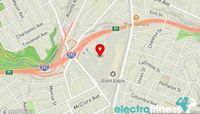 map of Planet Fitness Gym, Fitness center, Spa, Tanning salon in Pittsburgh