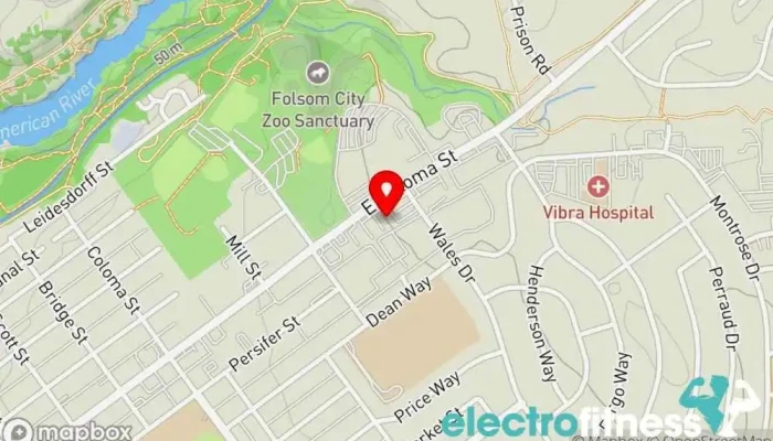 map of Powerhouse Fitness Gym in Folsom