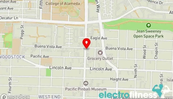 map of Powerline Pilates + Wellness Physical fitness program in Alameda