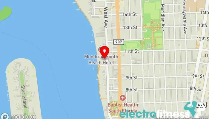 map of Prestige Miami Fitness Club Gym in Miami Beach
