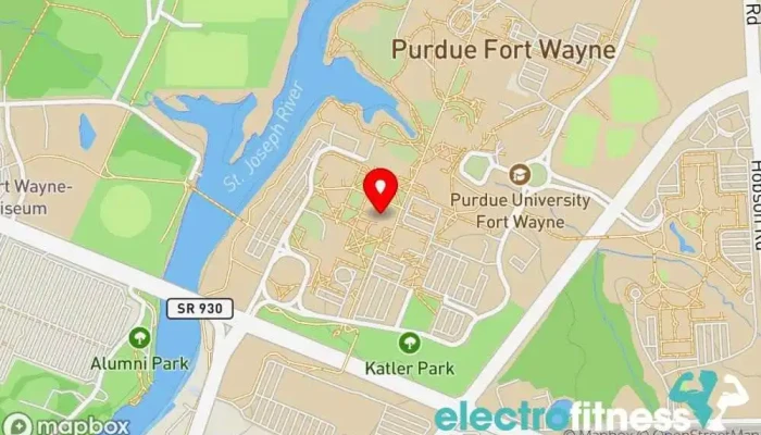 map of Purdue University Fort Wayne Outdoor Gym Gym in Fort Wayne