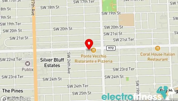 map of Push PTS - GYM & Fitness Center Fitness center, Gymnastics center, Personal trainer, Physical fitness program in Coral Gables