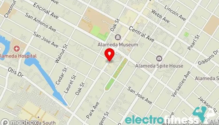 map of Rise Bodyworks Gym, Chiropractor, Fitness center, Personal trainer, Pilates studio, Sports massage therapist in Alameda